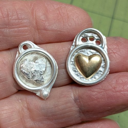 Judy Larson's Hearts and Flowers Charms - , Classic Wire Jewelry, Cutting, Cutting Tool, Cutters, Filing, Finishing, Butane Torch, Soldering, Solder, Design, Trim away excess metal around the piece 